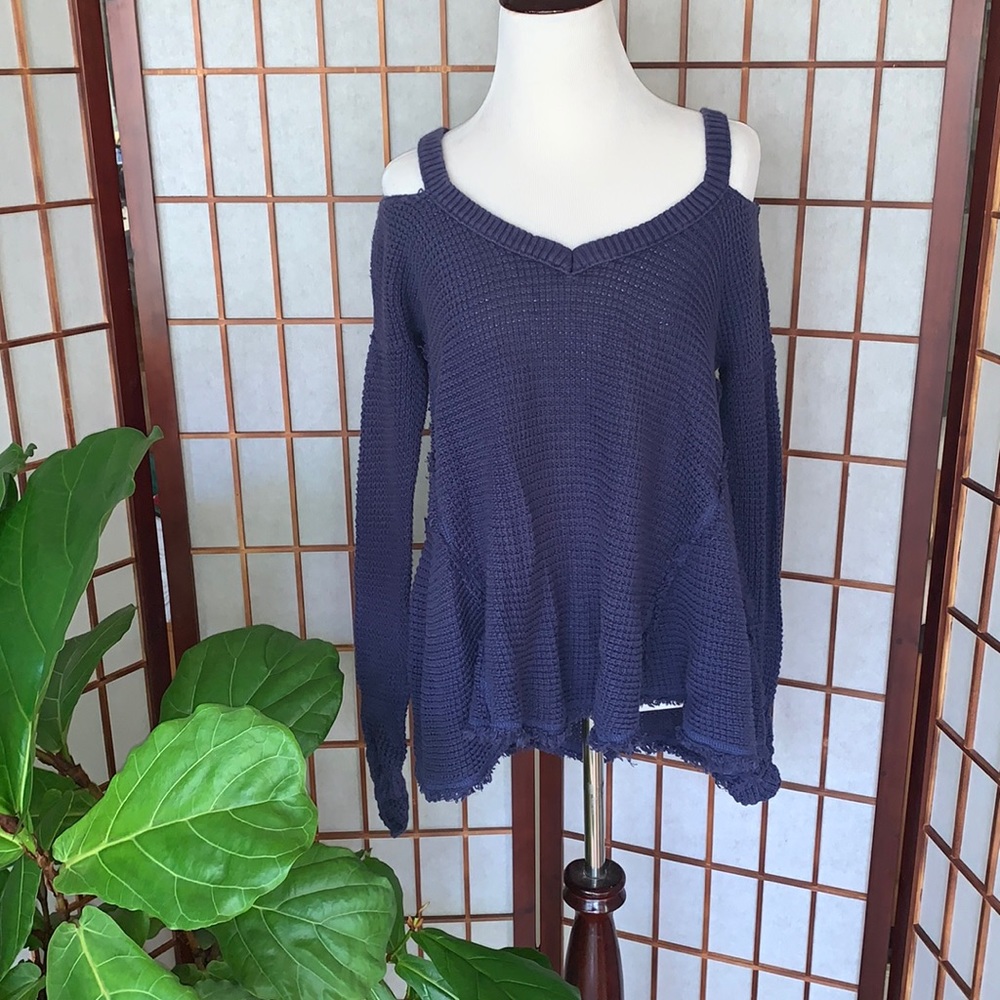Free People Moonstruck Off shoulder Waffle Sweater